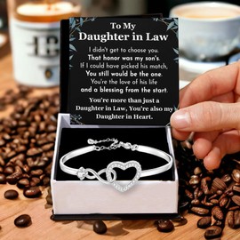 To My Beautiful Daughter In Law Bracelet From Mother-In-Law, Daughter In Law Birthday Gifts, Infinity Star Heart Bracelet For Her With Heartfelt Message Card & Elegant Box, Bonus Daughters Bracelets