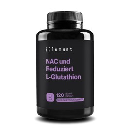 NAC mit Glutathion - 300mg NAC N-Acetyl-L-Cystein + 250mg L-Glutathion reduziert zu 98% pro Dosis - 120 Kapseln Hochdosiert - Hohe Bioverfügbarkeit und Verträglichkeit - Vegan - Zenement