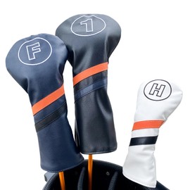 Golf Headcovers Utility Fairway Wood Driver 460cc 440cc FW UT Waterproof Single Piece Set Solid Dark (Orange Line) (Black, 1 FW)