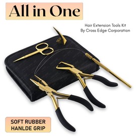 My Hair Tools Hair Extension Tools Kit – Micro Beads Remover & Crimping Pliers, Hair Loop Tool with Extra Wires, Quick Parting Tool & Mini Scissor in Soft Case for I-Tip, Sew in & Microlink Extensions