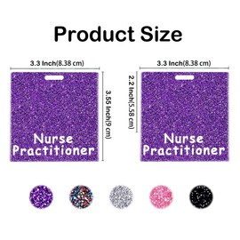 Abamilaka Nurse Practitioner Badge Buddy Card Purple Nurse Gifts for Women Bling Acrylic Badge Reel Holder Buddies Horizontal Identification Tags Glitter Nursing Accessories ID Name Cards