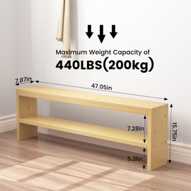 ENPKLUTE Skinny Wood Bench Indoor - 47 x 8 Inch Narrow Wooden Bench for Entryway, Solid Wood Shoe Rack for Front Door Entrance, Farmhouse Bench for End of Bed, Dining Room & Hallway - Wood Wax Finish