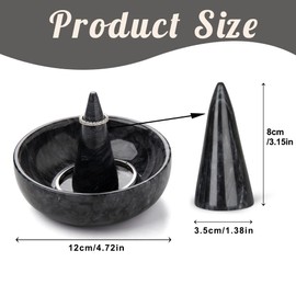 GMYIAK Marble Ring Holder Bowl Jewellery Ring Tray for Rings Earrings Bracelets Necklaces, as Wedding/Engagement Ring Jewellery Tray, Engagement Gifts for Couples (Black)