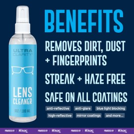Powered by Nano Magic Eyeglass Lens Cleaning Spray 6 oz (1 Pack) | Professional Grade Formula, Silicone-Free | for Glasses, Phone, Electronic Screens, Optic Surfaces, Coated Surfaces