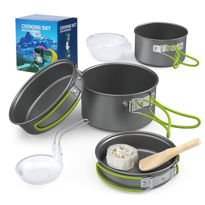 Lixada Camping Pot Set 11-Piece Camping Cookware Camping Tableware 2-3