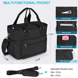 LGAG 16L Large Lunchbox for Woman, Insulated Lunch Bag Women, Adult Lunch Box for Work, Leakproof, Black