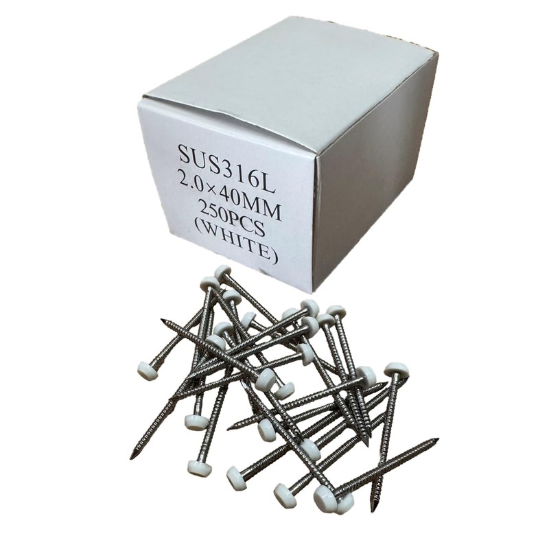 40mm Poly Top Pins / Nails (Pack of 250) Stainless