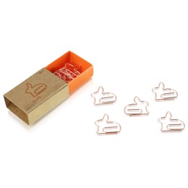 DESIGNMANUFAKTUR BERLIN GOLDCLIPS Cute Cute Decorative Clips Paper Clips Bookmark Paper Clip Rose Gold-Plated in Beautiful Packaging Rabbit Rabbit Bunny Easter Bunny Motif