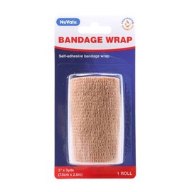 Nuvalu Bandage Wrap, Self-Adhesive, 3 in x 3 yds, Beige, 1 Roll