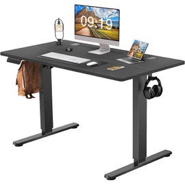 Heemab Electric Height Adjustable Standing Desk, Ergonomic Sit to Stand Desk, Black, 48'' x 24"
