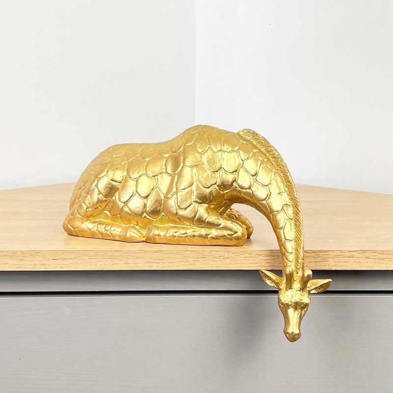 Over Shelf/Edge Gold Giraffe Ornament Gift Statue Animal Home Sculpture