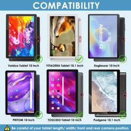 KATUMO 10 inch Universal Tablet Case Compatible with EagleSoar Android 12 / FLYCOAY Android 13 / Padgene 10.1 / Veidoo 10 / PRITOM 10 / SGIN 10.1 / AXETOP 10, with Adjustable Fixing Silicon Band