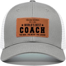 Best Coach Ever Hat, Coach Hat for Christmas Fathers Day Birthday, Thank You Gift Idea from Kids, Trucker Gray Cap