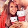 Whaline 50Pcs Valentine Disposable Coffee Cups With Lids And Sleeves