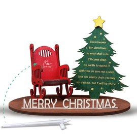 Memory Christmas in Heaven Wooden Candle Holder, Sympathy Gift for Loss of Mom Dad Grandpa Grandma Xmas Tree DIY Name Decoration Christmas in heaven Rocking Chair Keepsake Bereavement Gift HU-FR15-A