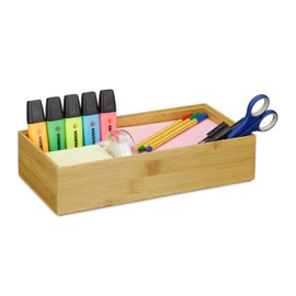 1 x Storage Box Bamboo Stackable Natural Look Storage Box Kitchen Bathroom H x W x D 7 x 30 x 15 cm Natural