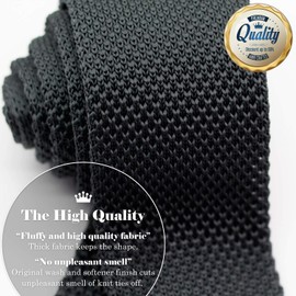 WANDM Men's Pointed Knit Tie Necktie Width 2.75 inches Washable Solid Color Dark Grey Gray Charcoal