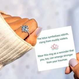FCK MY TRAUMA LOTUS RING For Women Lotus Flower Inspirational Ring Unique Lotus Ring Reminds You to Let Go of Your Trauma in a Playful Way No Mud No Lotus Ring To Sorority Best Friends Motivational CZ