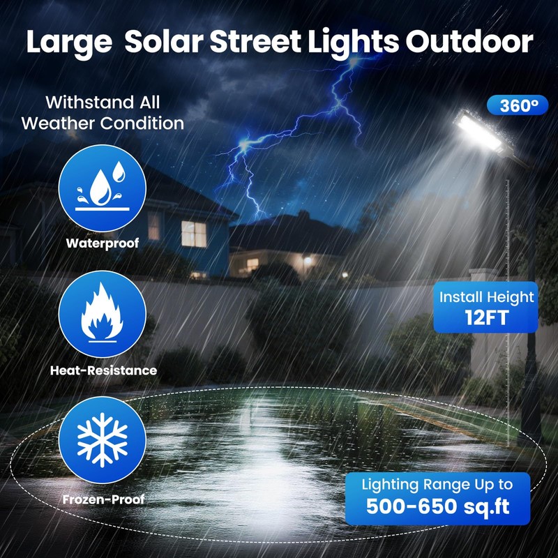 2 Pack 16" Large Solar Street Lights Outdoor Waterproof -