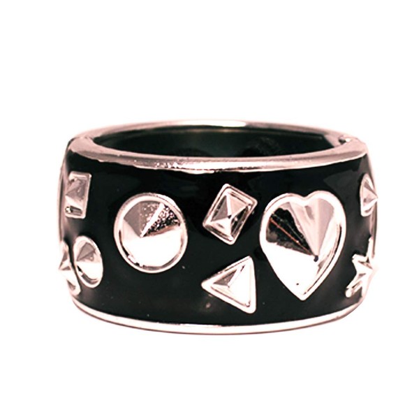Mia Tony Pony, Ponytail Cuff, Hair Accessory, Black With Silver Studs and Hearts, 0.75" Wide, For Women and Girls 1pc