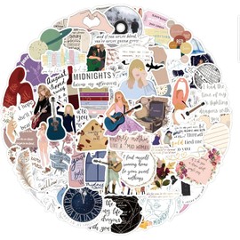 100pcs Popular Music Stickers Waterproof Vinyl Decals for Water Bottle Laptop Guitar Car Luggage Skateboard Manga Gifts for Teens Girls Boys (Taylor Stickers)