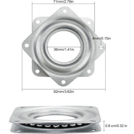 Pack of 4 Square Swivel Plate, Swivel Plate, Ball Bearing Turntable, Swivel Ball Bearing, Swivel Bearing 360 Degree Turntable, for TV Rack, Desk, Dining Table, Kitchen (Silver)