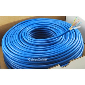 CablesOnline, 250FT Solid CAT6E CMR 550-Mhz, High-Performance 23-AWG Copper Bulk Cable, Blue, U6-B250B