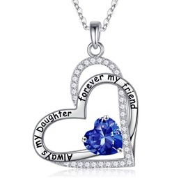 Iefil Birthstone Necklace for Daughter - Birthday Gifts for Daughter, Tanzanite Necklace, Silver December Birthstone Necklace for Daughter, Jewelry Gifts for Daughter In Law