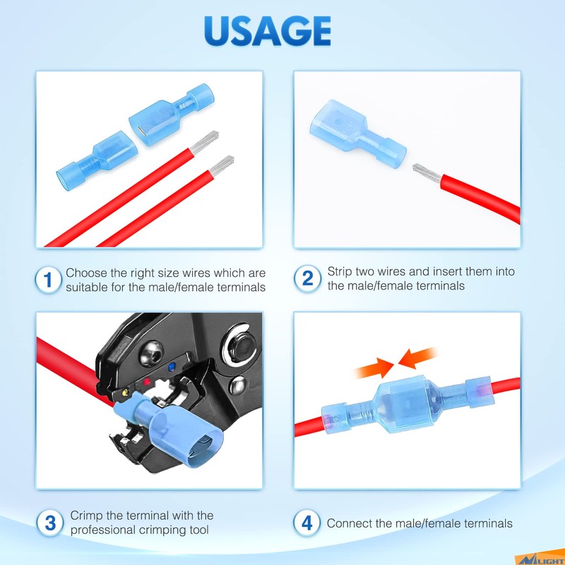 Nilight 400 Pcs Spade Terminals Nylon Quick Disconnect Male and