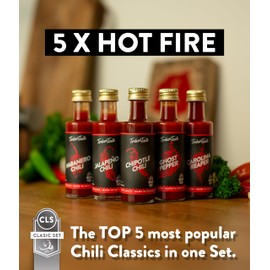 Chili Hot Sauce Bottle Set [5x1.35 oz] - Gifts for Men - For BBQ, Beef, Meat & Spicy Food Lovers - Little Thank You gift for Coworker, teacher, employee or Dad's Birthday by TIMBER TASTE®