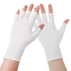 LXUEJIE 4 paia di guanti in cotone senza dita, guanti protettivi UV per lampade gel unghie bianchi sottili senza dita per mani asciutte touch screen spa trattamento della pelle