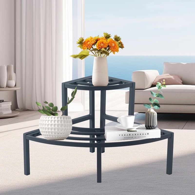 DHYGOTFUR Aluminum 2-Tier Plant Stand Lightweight, Sturdy, and Rust-Free Corner
