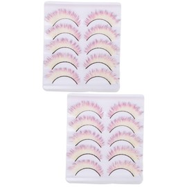 LALAFINA 2sets 3d False Eyelashes Makeup Fake Lashes Cosplay Lashes Fluffy Design for Women's Party Dress 5pairs*2