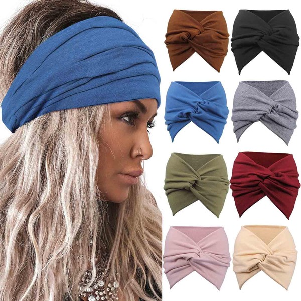 Acenail Wide Headbands Women Turban Headband Elastic Non Slip Hairbands