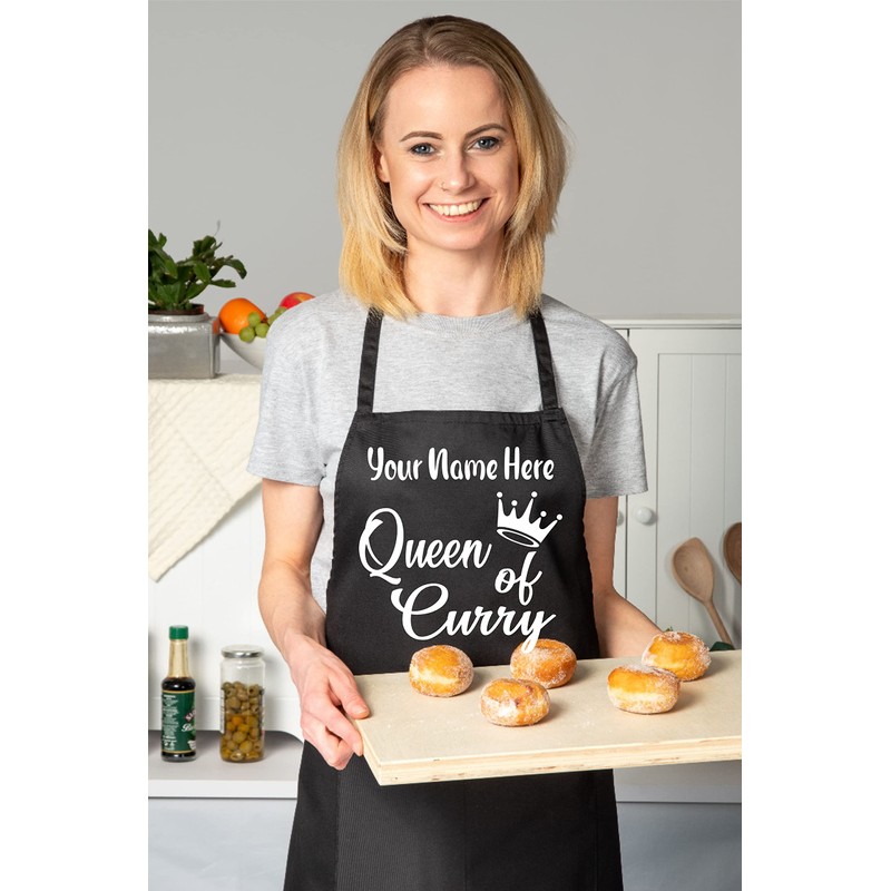 Print4U Personalise This Apron Queen Of Curry Any Name Here
