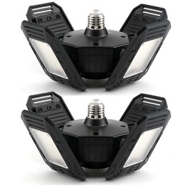 KONPWAY 2 Pack Deformable LED Garage Lights - 12000 Lumen 6500K Daylight 120W, Four Leaf Garage Ceiling Lighting…