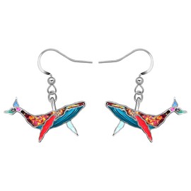 BAMAY Enamel Alloy Cute Whale Earrings Hanging Dangle Ocean Fish Jewellery Gifts for Women Girls Children, Zinc, No Gemstone