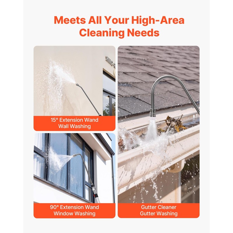 VEVOR 25 FT Pressure Washer Telescoping Wand, with Power Washer