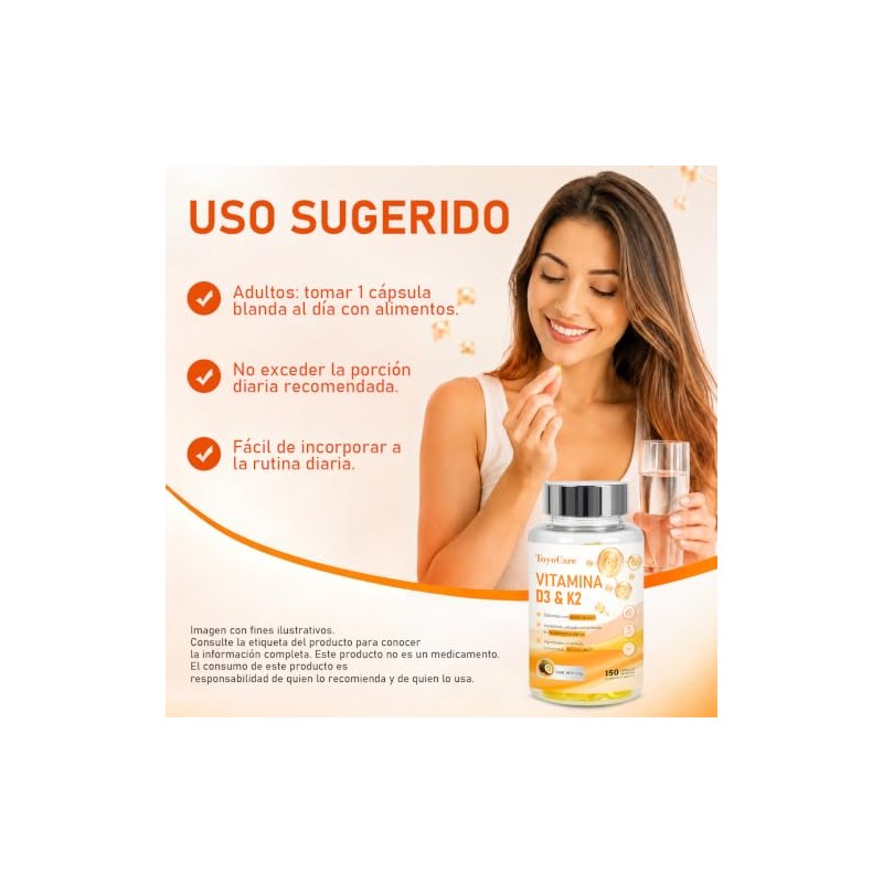 Vitamina D3 K2 400 UI + K2 MK-7, 150 Cápsulas