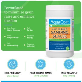 Aqua Coat X-119 Water-Based Sanding Sealer - Fast-Drying, High-Build Sealer for Woodworking Projects - Ideal for Furniture, Cabinets, and Millwork - Quart