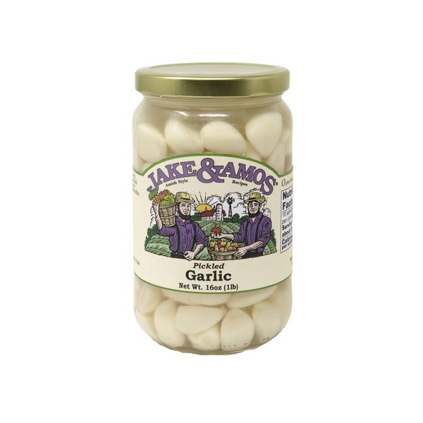 Jake & Amos Amish Style Recipes Pickled Garlic Cloves- 16 oz. Jar (3 Jars)