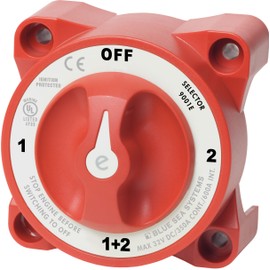 Blue Sea Systems 9001E e-Series Compact Battery Switch 4 Position Selector Switch, 32V DC, 325A, Red