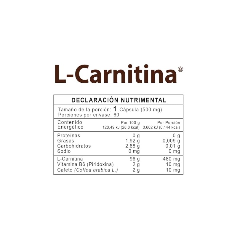 Naturlab L-Carnitina 60 Cápsulas 500 mg