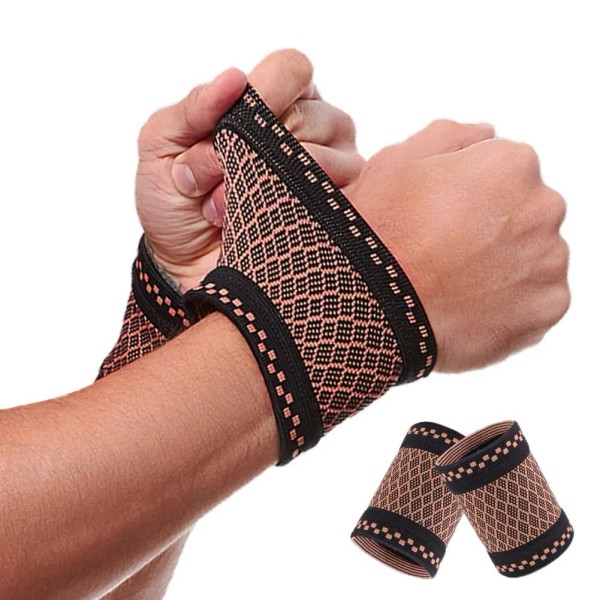 Anhogeu Copper Wrist Compression Brace (2Pcs), Elastic Wrist Support Sleeve
