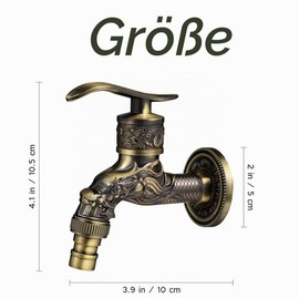 Vintage Tap Wall Mounted Dragon Carved Antique Brass for Washing Machine, Garden, Home, Kitchen, Bathroom