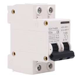2P 63 Amp AC DC Miniature Circuit Breakers, DC 12-400V, AC 90-400V, Guide DIN Rail Mount Solar Disconnect Switch, Flame Retardant Circuit Breaker for Solar Panels Grid System