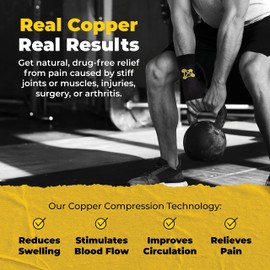 CopperJoint Wrist Brace for Carpal Tunnel Relief - Wrist Compression Sleeve and Tennis Wrist Support - Ideal for Tendonitis, Golf, Yoga, Typing and Gaming - Copper Infused Nylon (Pair, Small)