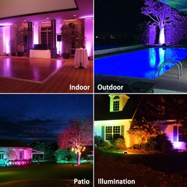 MELPO Led Flood Light Outdoor, 50W RGB Color Changing Landscape Lighting with Remote, Timing - 12 Colors - 4 Modes, IP66 Waterproof, US 3-Plug, (Pack of 4)