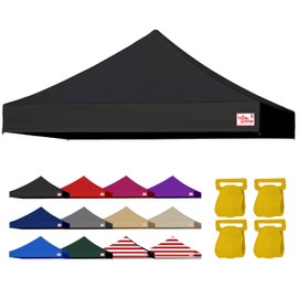 Tradesparker 10x10 Commercial Pop Up Canopy Replacement Top-Windproof D-Rings+Banner Grommets+Loop Pile Wall System,Ez Canopy Cover ONLY-Frame/Side Walls NOT Included(Black)