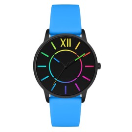 Bisley Unisex Watch Black Watch Blue Silicone Strap Watch Easy to Read Waterproof Watch